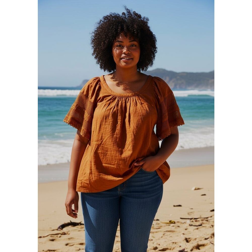 Old Navy Boho Peasant Tunic Blouse Top Womens 3X Cottagecore Festivalcore